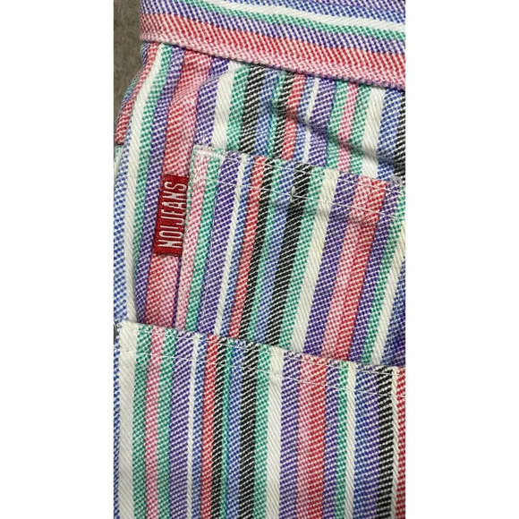 Vintage 80's Absolutely No! Jeans Authentic Striped 100% Cotton Shorts Size 11 - Picture 3 of 5